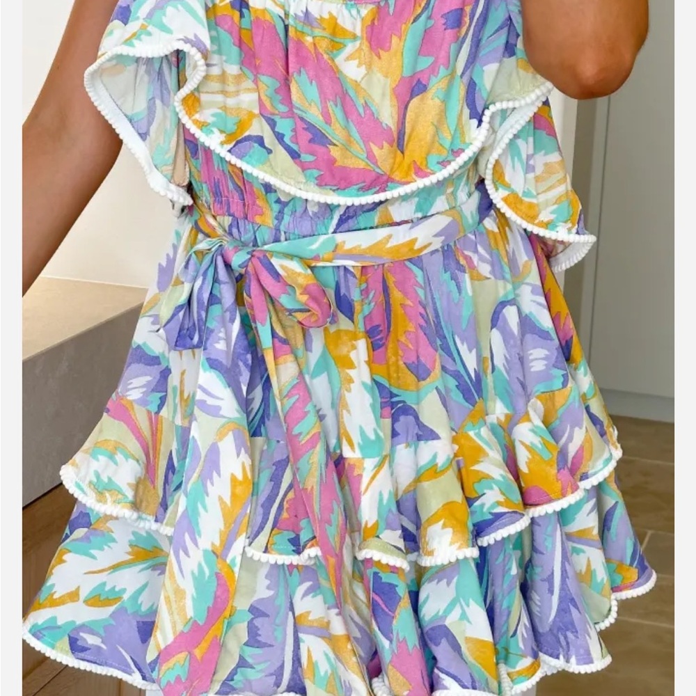 Colorful Ruffle Mini Dress